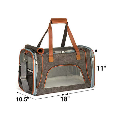 airline Approved Soft Sided Pet Carrier Travel Tote with Fleece Bedding 